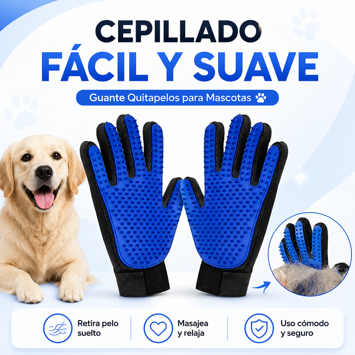 🐾 Guante Mágico Quitapelos para Perros y Gatos 🐾
