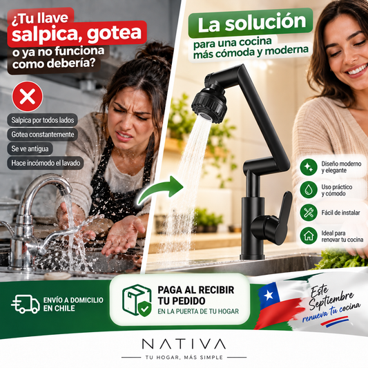 🚰 Llave de Cocina Giratoria 360° – Moderna, Práctica y de Mayor Alcance ✨